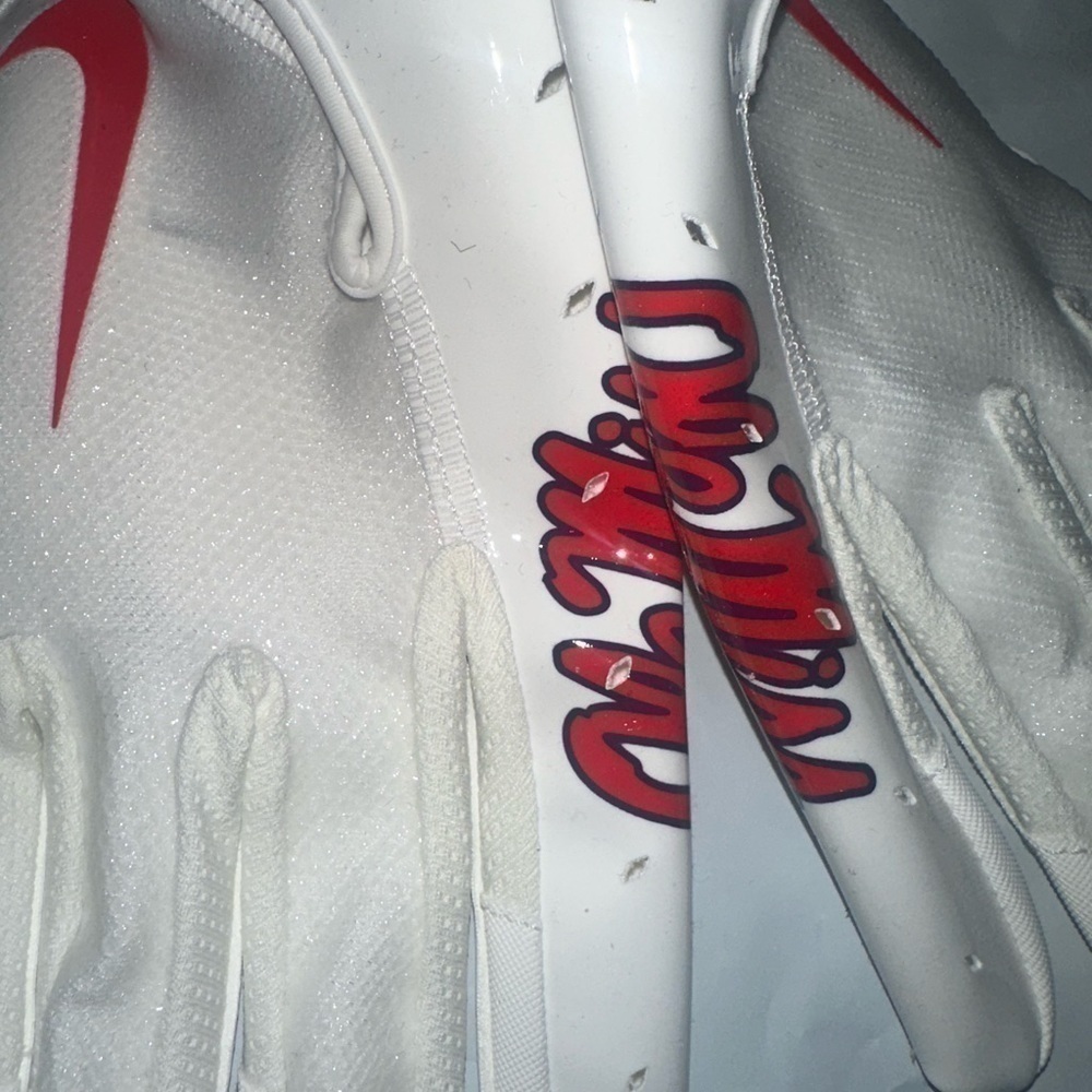 New NIKE VAPOR KNIT 4.0 NCAA OLE MISS RECEIVER FOOTBALL GLOVES Sz 3XL XXXL - Picture 2 of 5